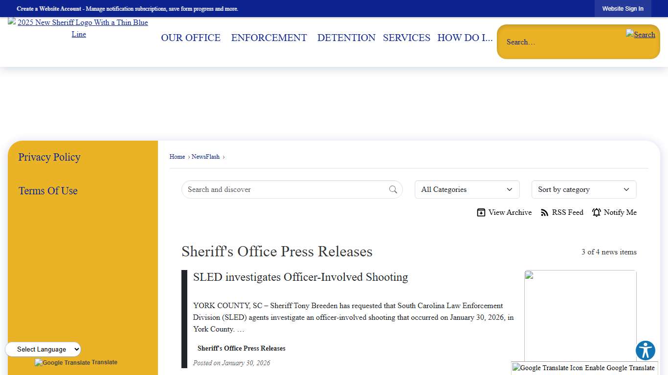 News Flash • York County Sheriffs, SC